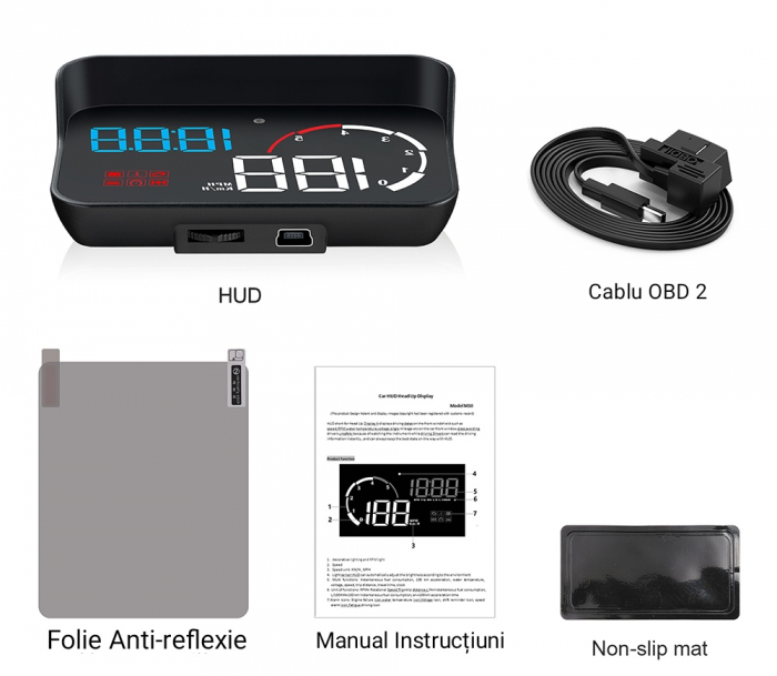 Head Up Display - Vitezometru Auto Universal OBD 2 cu Display Digital [3]
