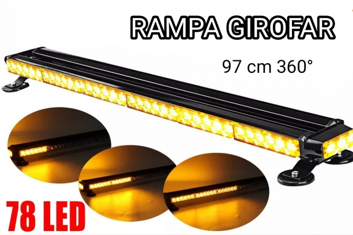 Rampa Girofar LED 97 cm, lumina portocalie stroboscopica 360 prindere magnetica [1]