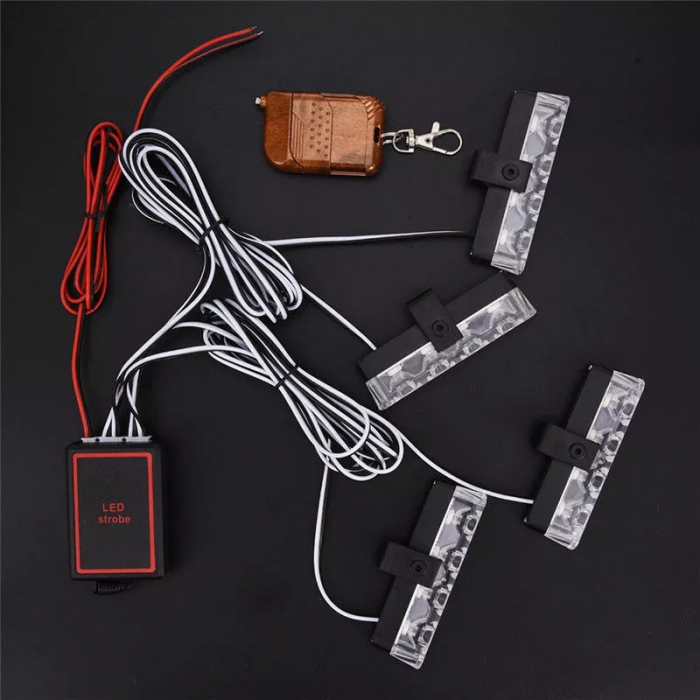 Set 4x Lumini stroboscop galbene grila wireless [2]