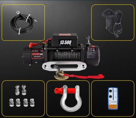 Troliu auto Vevor 13500 lbs 6.2 tone cablu sintetic [1]