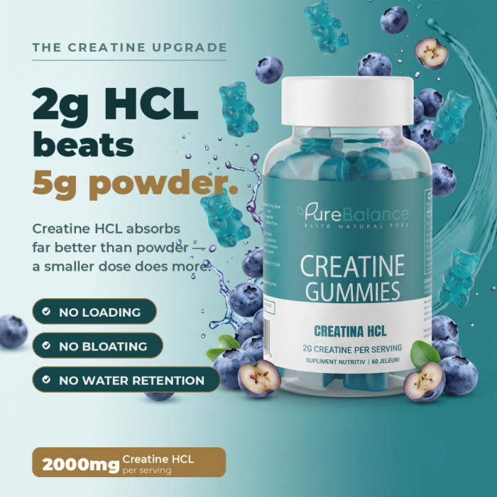 Pure Balance Creatina HCL Jeleuri 2 g - 60 Jeleuri (30 Zile) Forta, Energie si Focus [4]