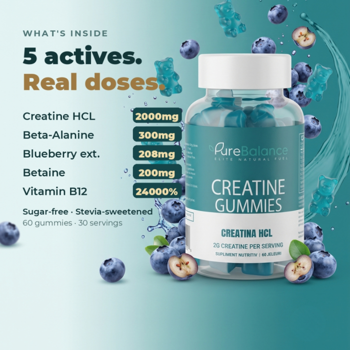 Pure Balance Creatina HCL Jeleuri 2 g - 60 Jeleuri (30 Zile) Forta, Energie si Focus [3]