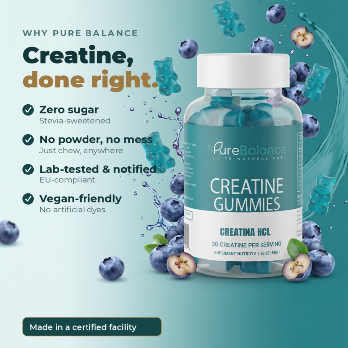 Pure Balance Creatina HCL Jeleuri 2 g - 60 Jeleuri (30 Zile) Forta, Energie si Focus [2]