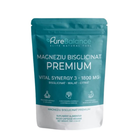 Pure Balance - Pure Balance Magneziu Bisglicinat Synergy 3 (Bisglicinat, Malat, Citrat) 1800 mg - 90 Capsule Vegane