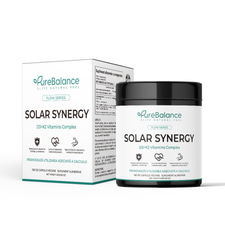 Pure Balance - Pure Balance Vitamina D3 4000 UI + K2 Solar Synergy - 180 Capsule, Cura 6 Luni