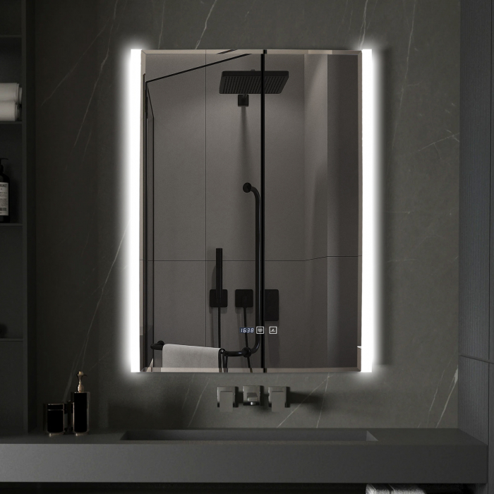 Oglinda Cu LED J189 pentru baie 60x80 cm Sistem Dezaburire Senzor Touch Ceas Trei Tipuri de Lumina Smack [6]
