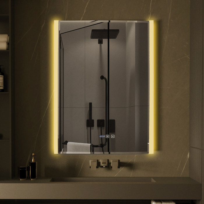 Oglinda Cu LED J189 pentru baie 60x80 cm Sistem Dezaburire Senzor Touch Ceas Trei Tipuri de Lumina Smack [4]