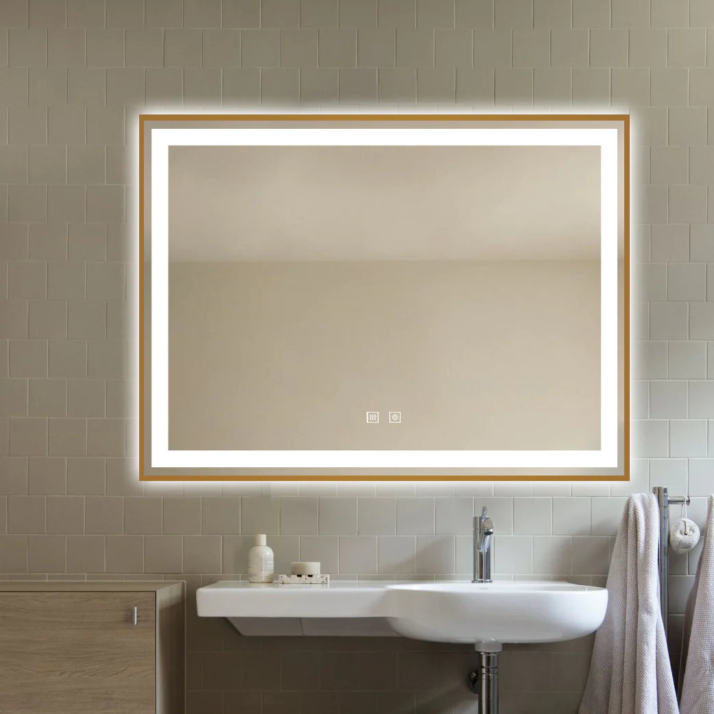 Oglinda LED Si Touch 80 X 60 Cm Cu Functie Dezaburire Rama Portocaliu Smack  J27 [4]