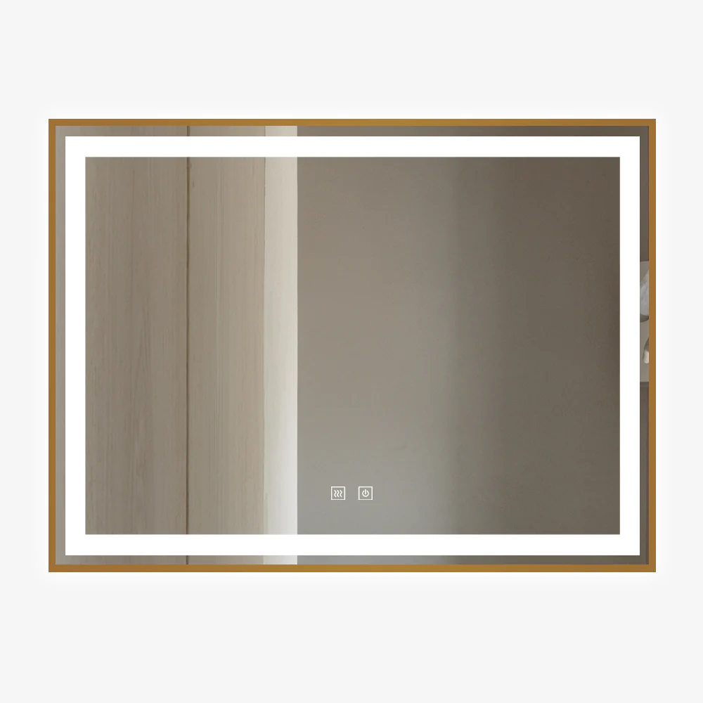 Oglinda LED Si Touch 80 X 60 Cm Cu Functie Dezaburire Rama Portocaliu Smack  J27 [1]