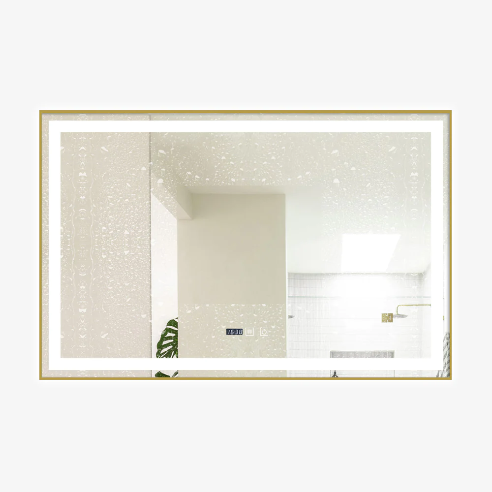 Oglinda LED Si Touch 100 X 65 Cm Cu Functie Dezaburire Si Ceas Rama Bronz Antichizat Smack J21 [2]