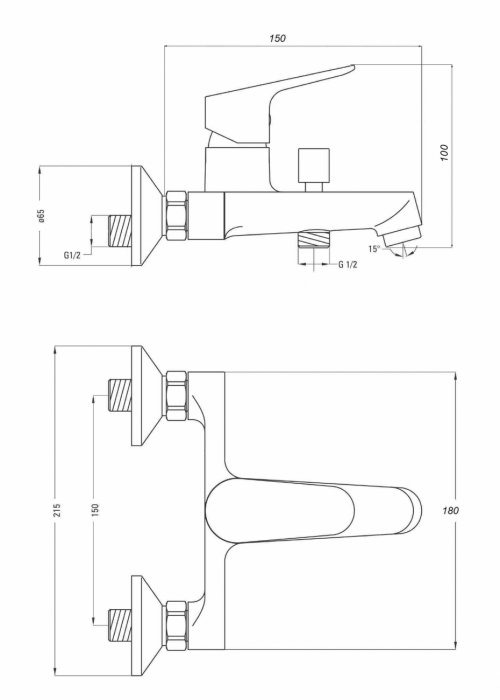 Baterie de cada cu teava fixa Smack 8821 alama crom set de dus inclus [7]