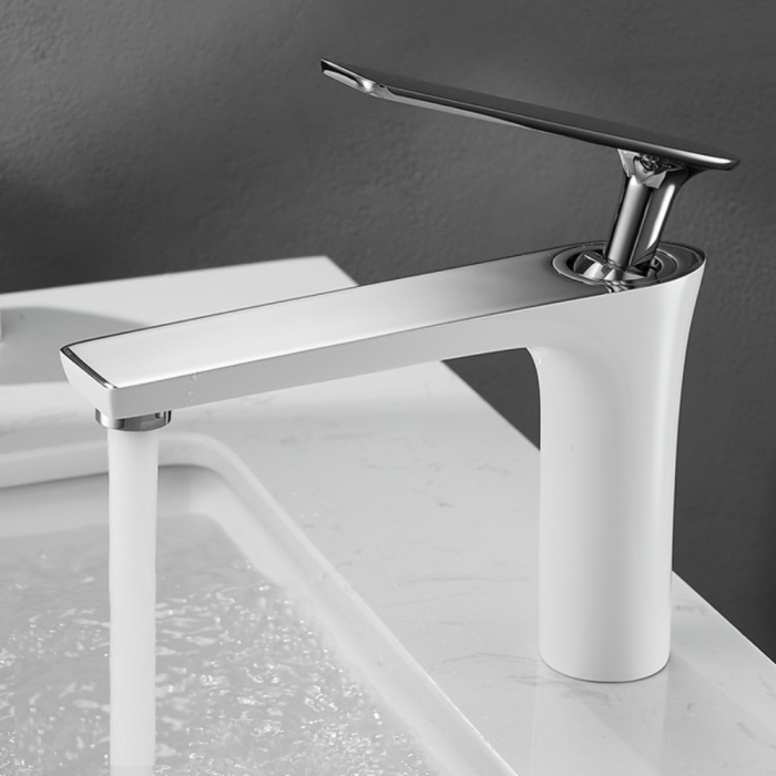 Baterie lavoar Nordic White design modern din alama medie alb SMK030 Smack [2]