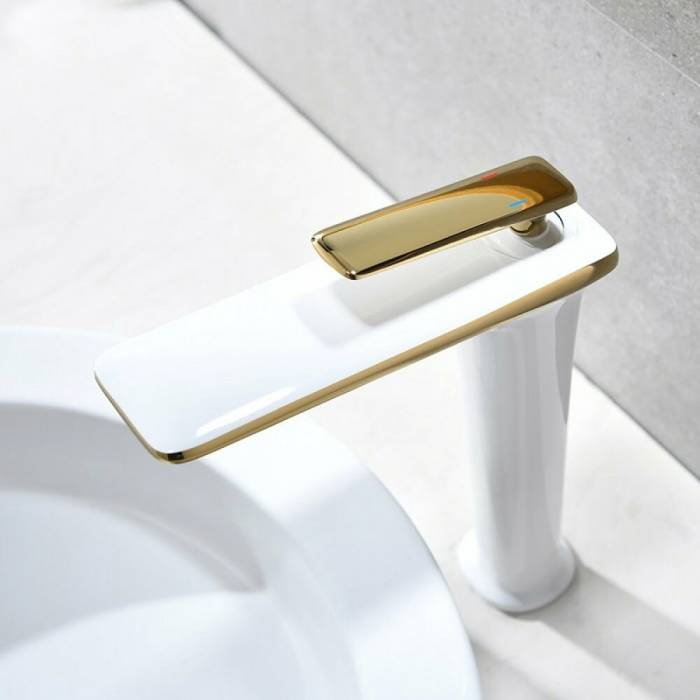 Baterie lavoar Pure Simplicity design modern din alama inalta alb SMK004 Smack [3]