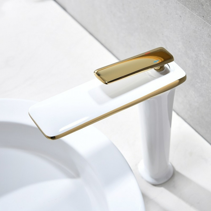 Baterie lavoar Pure Simplicity design modern din alama medie alb SMK005 Smack [2]