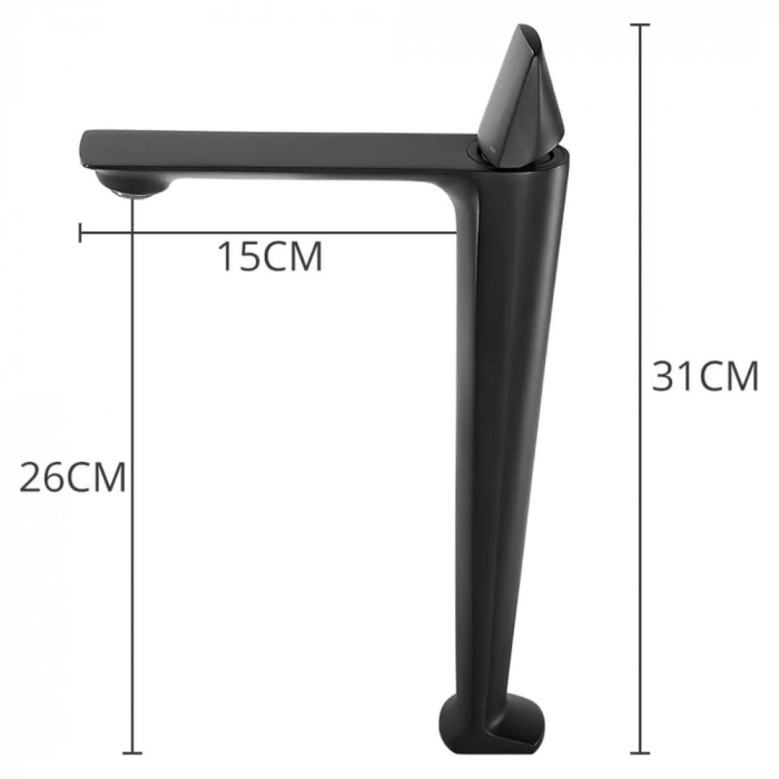 Baterie lavoar Urban Nova design modern din alama inalta negru SMK007 Smack [2]