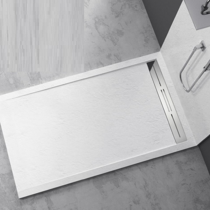 Cadita de dus Minimalist Oasis 120x70cm din compozit cu sifon alb GT-12070LS-WH Smack [1]