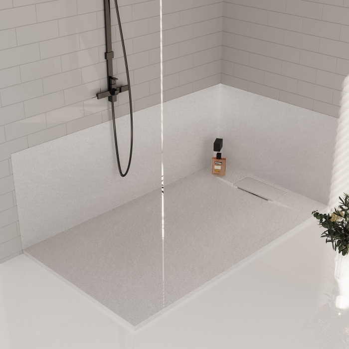 Cadita de dus Smooth Line Design 90x70cm din compozit cu sifon alb GT-9070US-WH Smack [7]