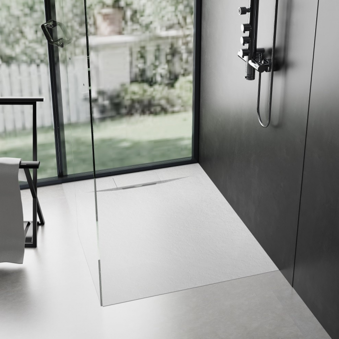 Cadita de dus Smooth Line Design 90x70cm din compozit cu sifon alb GT-9070US-WH Smack [6]