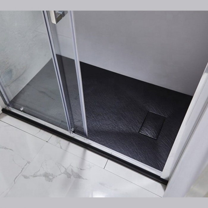 Cadita de dus Essential Modern 100x70cm din compozit turnat SMC cu sifon negru GT-10070ES-BK Smack [4]