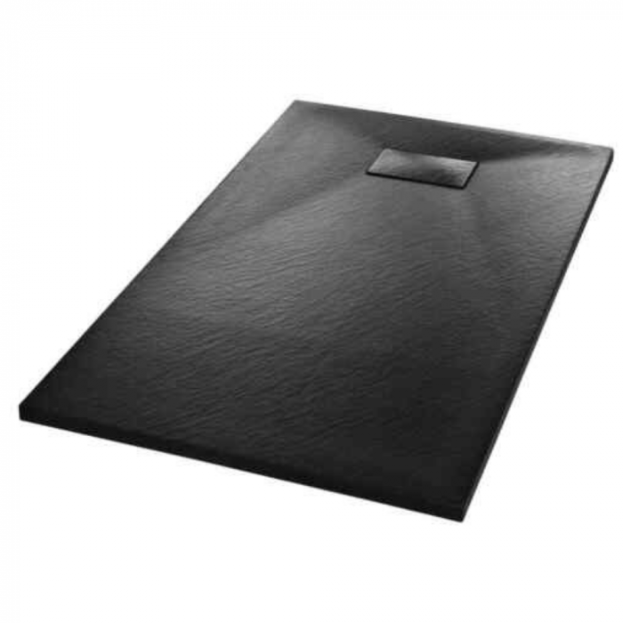 Cadita de dus Essential Modern 100x80cm  din compozit, cu sifon negru Smack GT-10080ES-BK [2]