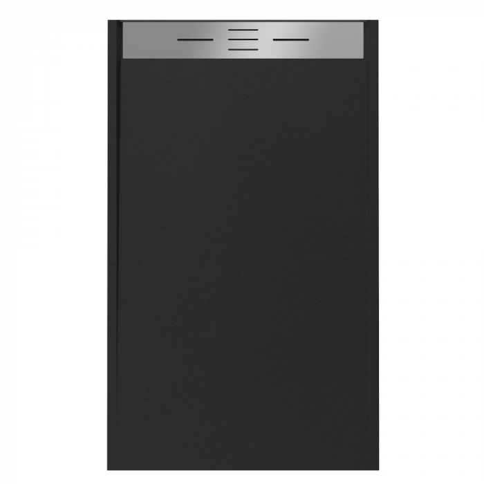 Cadita de dus Minimalist Oasis 120x70cm din compozit cu sifon negru Smack GT-12070LS-BK [2]