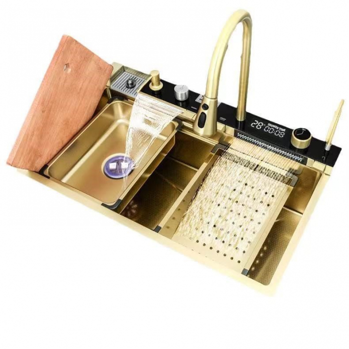 Chiuveta Bucatarie Profesionala Multifunctionala LED Inox JY 3018 Aurie Smack [1]