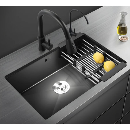 Chiuveta multifunctionala cu accesorii incluse, HS Nano Black 74x44x21 cm [4]