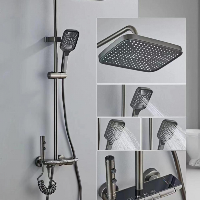 Coloana Dus 4 Functii Cromat Polita Sticla Gri Smack 1807G [1]