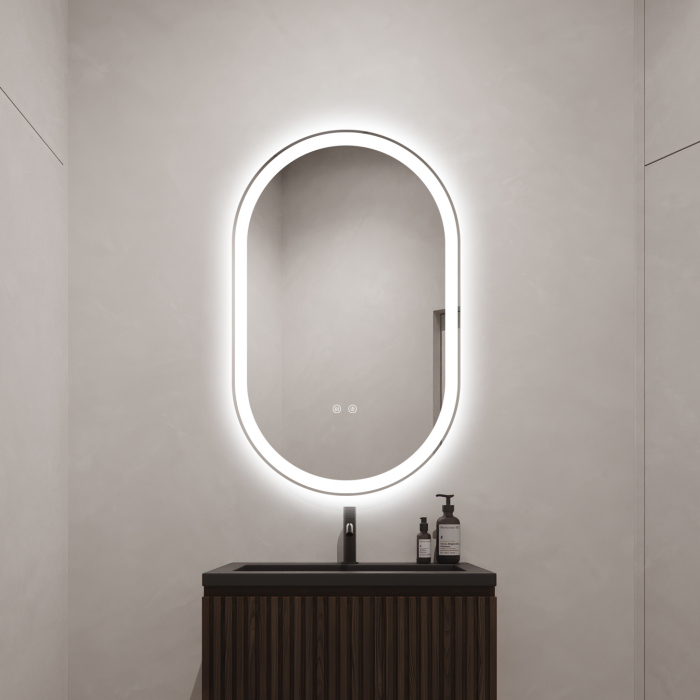 Oglinda Baie Led si Dezaburire 55x100 cm cu Senzor Tactil si trei tipuri de lumina Smack SMK J120-55100 [1]