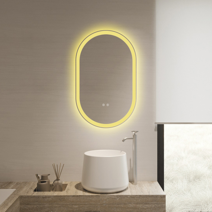 Oglinda Baie Led si Dezaburire 50x100 cm cu Senzor Tactil si trei tipuri de lumina Smack SMK J120-50100 [4]