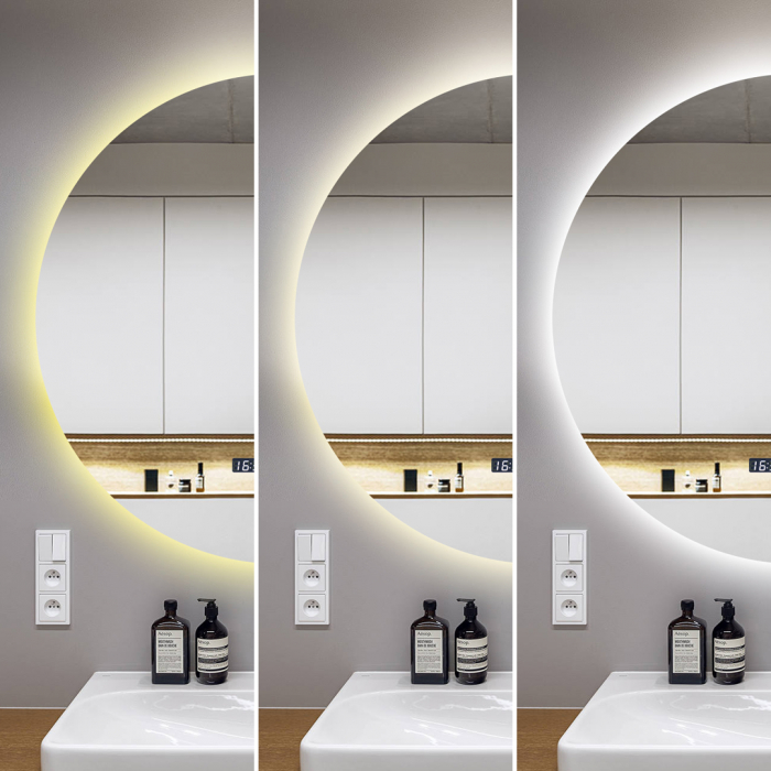 Oglindă Baie LED și Dezaburire ceas L&S Premium cu Senzor Touch Lumina Rece Caldă și Neutră 70 cm lumina ambientala spate  J170-70 Smack [8]