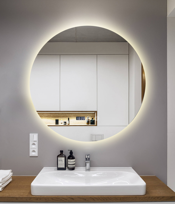 Oglindă Baie LED și Dezaburire ceas L&S Premium cu Senzor Touch Lumina Rece Caldă și Neutră 70 cm lumina ambientala spate  J170-70 Smack [4]