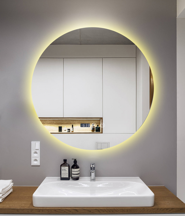 Oglindă Baie LED și Dezaburire ceas L&S Premium cu Senzor Touch Lumina Rece Caldă și Neutră 70 cm lumina ambientala spate  J170-70 Smack [5]
