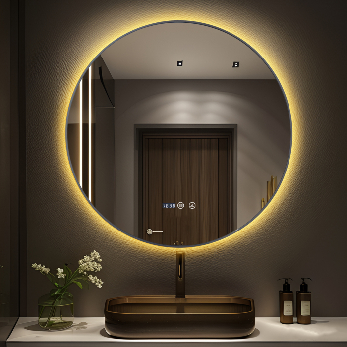 Oglindă Baie LED și Dezaburire ceas Premium cu Senzor Touch 70 cm J186 Smack [6]