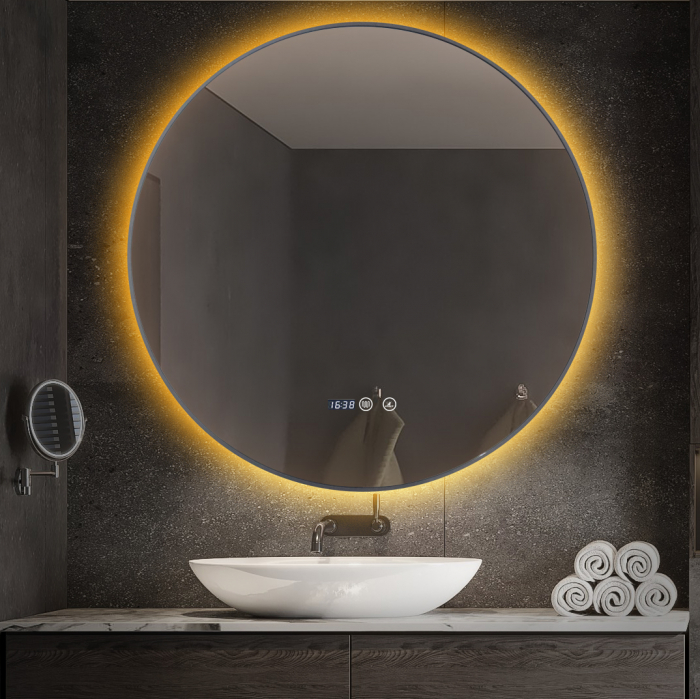 Oglindă Baie LED și Dezaburire ceas Premium cu Senzor Touch 70 cm J186 Smack [9]