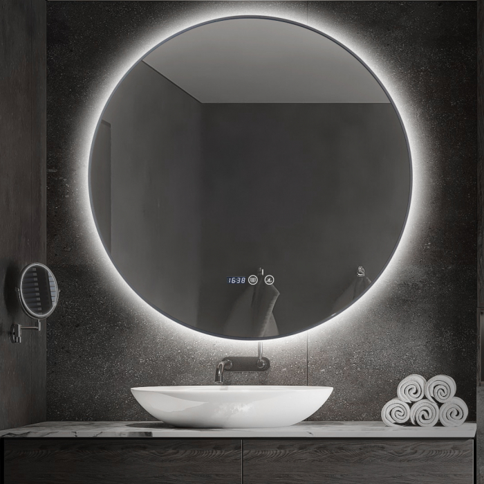 Oglindă Baie LED și Dezaburire ceas Premium cu Senzor Touch 70 cm J186 Smack [10]