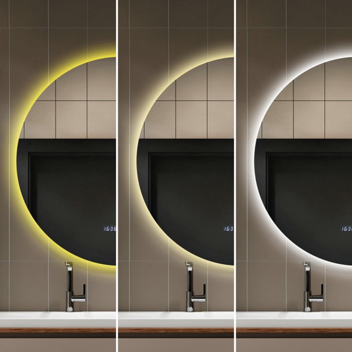 Oglindă Baie LED și Dezaburire ceas Premium cu Senzor Touch Lumina Rece Caldă și Neutră 80 cm lumina ambientala spate J170-80 Smack [7]