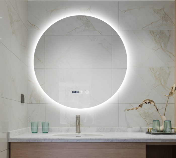 Oglindă Baie LED și Dezaburire ceas Premium cu Senzor Touch Lumina Rece Caldă și Neutră 90 cm lumina ambientala spate J170-90 Smack [4]