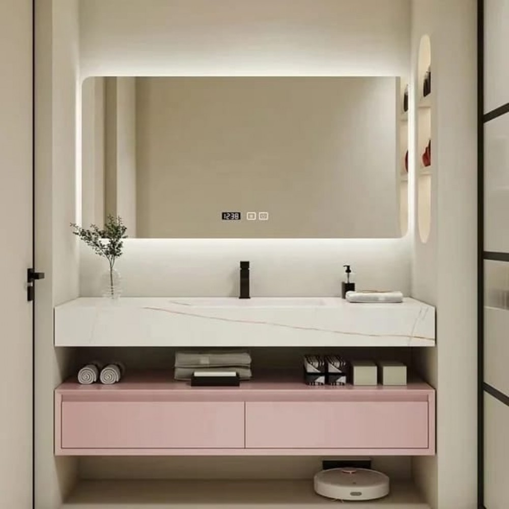 Oglindă Baie LED și Dezaburire Premium cu Senzor Touch Lumina Rece Caldă și Neutră 100x70 cm lumina ambientala spate ceas  J174-10070 Smack [2]