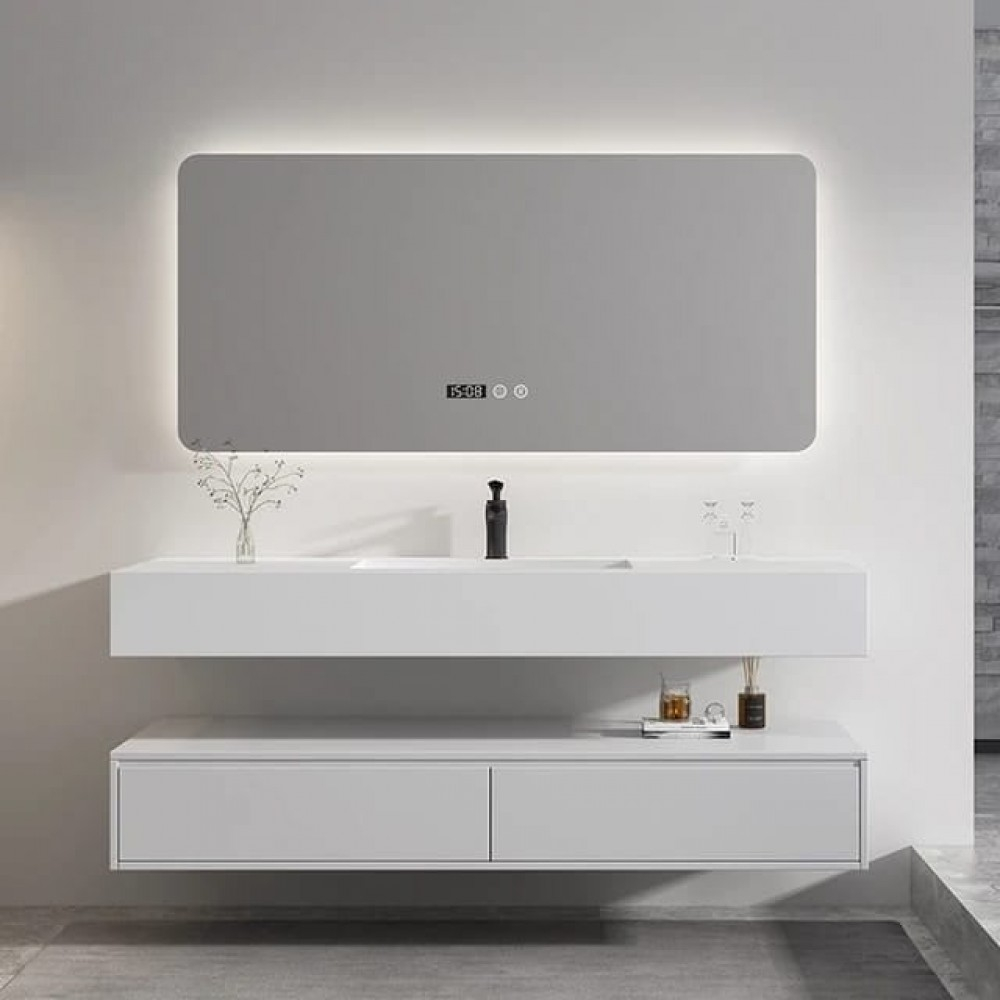 Oglindă Baie LED și Dezaburire Premium cu Senzor Touch Lumina Rece Caldă și Neutră 120x80 cm lumina ambientala spate ceas J174-12080 Smack [6]