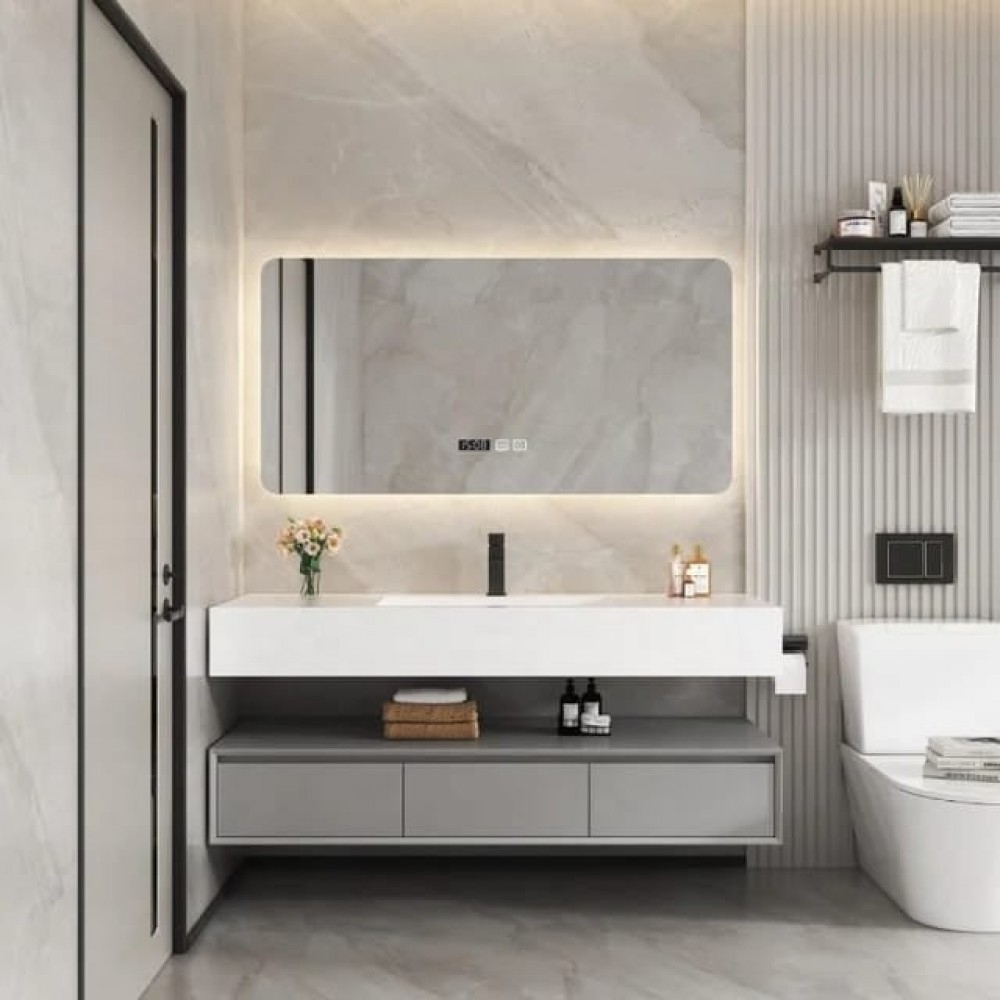 Oglindă Baie LED și Dezaburire Premium cu Senzor Touch Lumina Rece Caldă și Neutră 130x80 cm lumina ambientala spate ceas J174-13080 Smack [3]