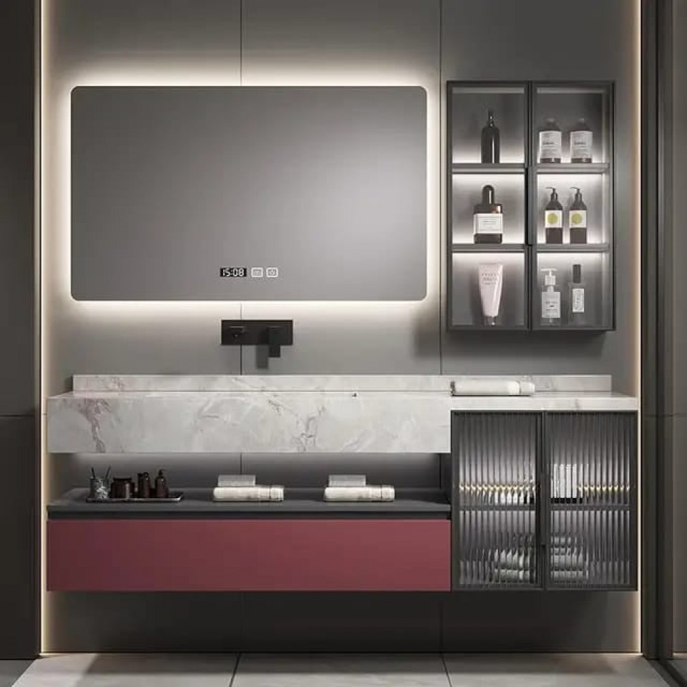 Oglindă Baie LED și Dezaburire Premium cu Senzor Touch Lumina Rece Caldă și Neutră 80x60 cm lumina ambientala spate ceas J174-8060 Smack [8]