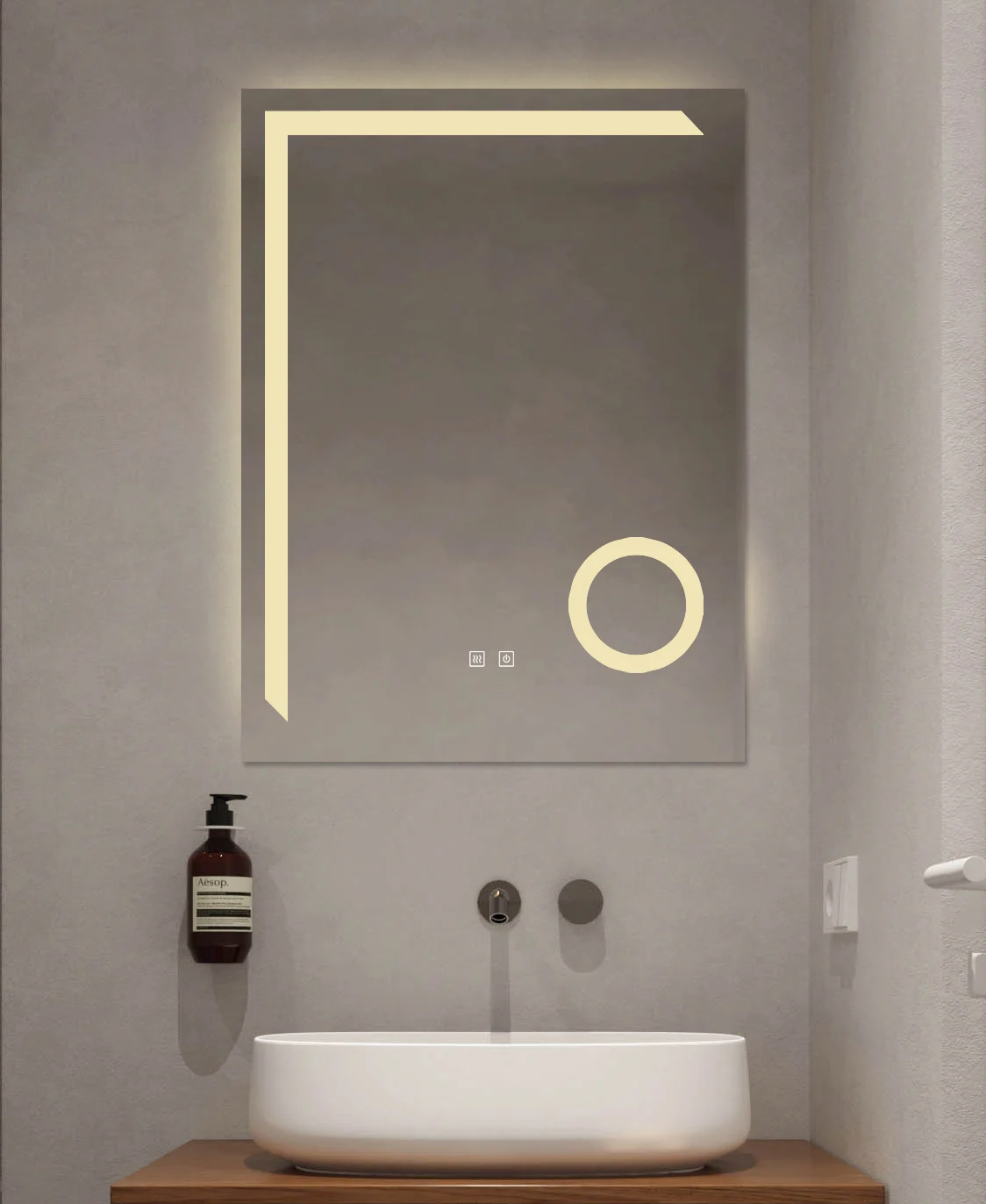 Oglinda Cu LED J101 pentru baie 60x80 cm Sistem Dezaburire Senzor Touch Trei Tipuri de Lumina Smack [3]