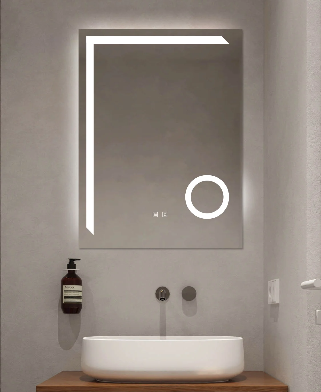 Oglinda Cu LED J101 pentru baie 60x80 cm Sistem Dezaburire Senzor Touch Trei Tipuri de Lumina Smack [2]