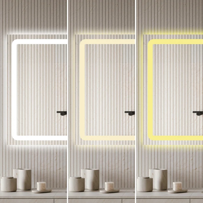 Oglinda Cu LED J123 pentru baie 120x70 cm Sistem Dezaburire Senzor Touch Trei Tipuri de Lumina [7]