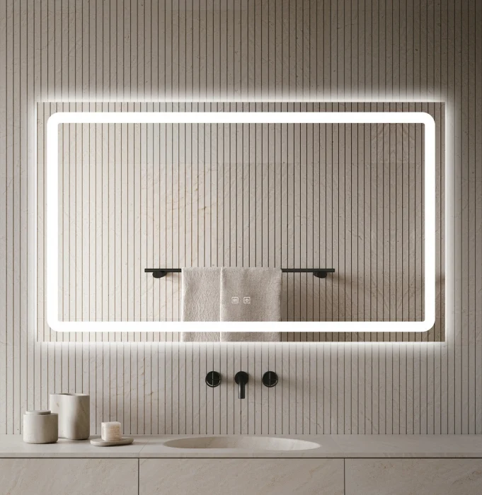 Oglinda Cu LED J123 pentru baie 120x70 cm Sistem Dezaburire Senzor Touch Trei Tipuri de Lumina [3]