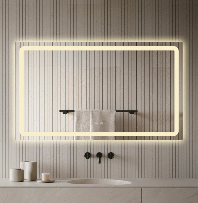Oglinda Cu LED J123 pentru baie 120x70 cm Sistem Dezaburire Senzor Touch Trei Tipuri de Lumina [4]