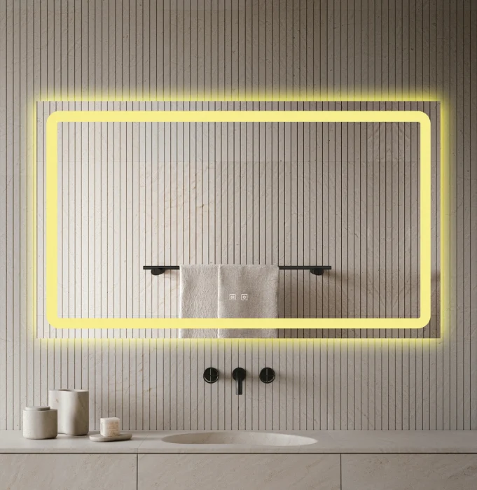Oglinda Cu LED J123 pentru baie 120x70 cm Sistem Dezaburire Senzor Touch Trei Tipuri de Lumina [5]