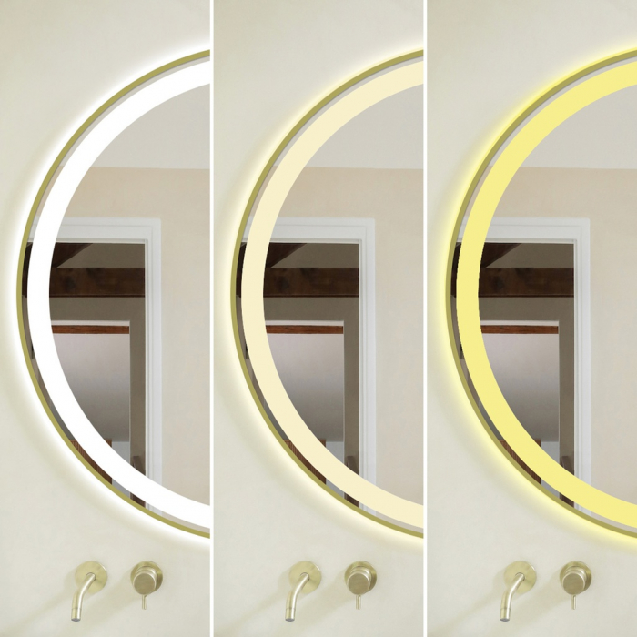 Oglinda Cu LED J126 pentru baie 70 cm Sistem Dezaburire Senzor Touch Trei Tipuri de Lumina Rama Bronz Antichizat Smack [4]