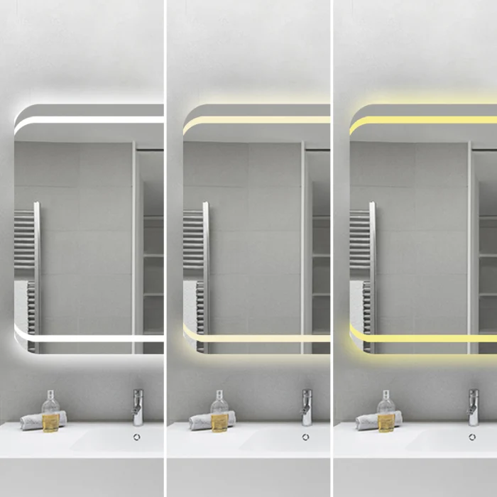 Oglinda Cu LED J141 pentru baie 90x60 cm Sistem Dezaburire Senzor Touch Trei Tipuri de Lumina Lupa Cosmetica Smack [4]